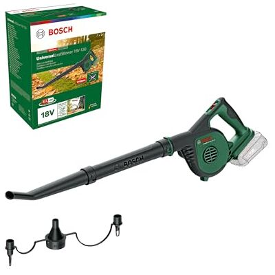 Bosch soplador de hojas a batería UniversalLeafBlower 18V-130 (para una limpieza rápida y sencilla de exteriores; sistema de 18 voltios; sin batería) Bosch soplador de hojas a batería UniversalLeafBlower 18V-130 (para una limpieza rápida y sencilla de exteriores; sistema de 18 voltios; sin batería)