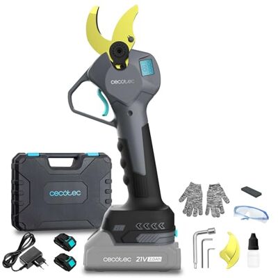 Cecotec Tijeras de Podar Eléctricas TitanCut 3000. 2 Baterías 21V, Motor sin Escobillas, Ramas hasta 30mm, Cuchillas con Revestimiento de Titanio, Control Digital, Incluye Maletín y Accesorios Cecotec Tijeras de Podar Eléctricas TitanCut 3000. 2 Baterías 21V, Motor sin Escobillas, Ramas hasta 30mm, Cuchillas con Revestimiento de Titanio, Control Digital, Incluye Maletín y Accesorios