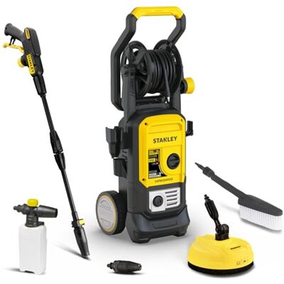 Stanley Hidrolimpiadora de Alta Presión, con Doble Velocidad, para Coches y Exteriores del Hogar, con Patio Cleaner, Cepillo Fijo y Asa Plegable (170 Bar, 500 l/h, 2500 W) Stanley Hidrolimpiadora de Alta Presión, con Doble Velocidad, para Coches y Exteriores del Hogar, con Patio Cleaner, Cepillo Fijo y Asa Plegable (170 Bar, 500 l/h, 2500 W)