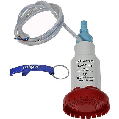 Comet LUX-PLUS Bomba de agua sumergible con válvula antirretorno (pegada) + filtro de 12 V 19 litros para autocaravana, caravana, camping, barco Comet LUX-PLUS Bomba de agua sumergible con válvula antirretorno (pegada) + filtro de 12 V 19 litros para autocaravana, caravana, camping, barco