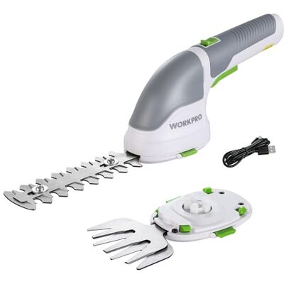 WORKPRO Tijeras Cortacésped y Arreglasetos 2 en 1, 3,6 V Cortasetos a Batería 2 Ah, Tijeras Arreglaseto con 2 Tipos de Cuchillas Ancho de Corte 75 mm, 118 mm, Herramienta para Jardín (Blanco) WORKPRO Tijeras Cortacésped y Arreglasetos 2 en 1, 3,6 V Cortasetos a Batería 2 Ah, Tijeras Arreglaseto con 2 Tipos de Cuchillas Ancho de Corte 75 mm, 118 mm, Herramienta para Jardín (Blanco)