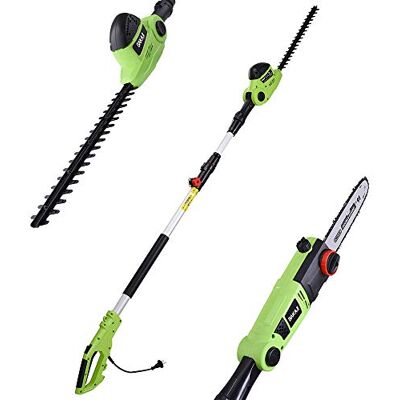 BAKAJI Cortasetos telescópico eléctrico con barra extensible, corta setos hoja 41 cm con inclinación, hoja ajustable mantenimiento jardín, cortabordes desbrozadora (700 W con motosierra 2 en 1) BAKAJI Cortasetos telescópico eléctrico con barra extensible, corta setos hoja 41 cm con inclinación, hoja ajustable mantenimiento jardín, cortabordes desbrozadora (700 W con motosierra 2 en 1)