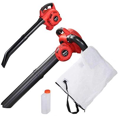 BAKAJI Soplador de Gasolina para jardín, Motor de Gasolina de 2 Tiempos, 26 CC, 8500 RPM, 3 en 1, Aspirador triturador y soplador de Hojas con Bolsa de Recogida de 35 l, para Espacios Exteriores BAKAJI Soplador de Gasolina para jardín, Motor de Gasolina de 2 Tiempos, 26 CC, 8500 RPM, 3 en 1, Aspirador triturador y soplador de Hojas con Bolsa de Recogida de 35 l, para Espacios Exteriores
