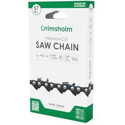 Grimsholm Green Cadena para motosierra Premium Cut 57 DL, 3/8" de perfil bajo, .050"/1,3 mm Grimsholm Green Cadena para motosierra Premium Cut 57 DL, 3/8" de perfil bajo, .050"/1,3 mm