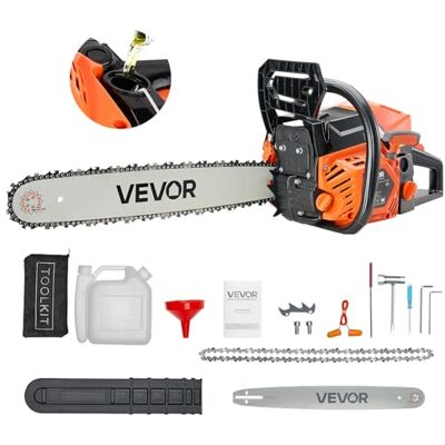 VEVOR Motosierra de Gasolina de 508 mm, Motosierra de Gasolina de 62 cc, 3,6 HP con Mango Antideslizante, Doble Depósito de Combustible, Ideal para Cortar Madera, Podar Árboles y Limpiar Terrenos VEVOR Motosierra de Gasolina de 508 mm, Motosierra de Gasolina de 62 cc, 3,6 HP con Mango Antideslizante, Doble Depósito de Combustible, Ideal para Cortar Madera, Podar Árboles y Limpiar Terrenos