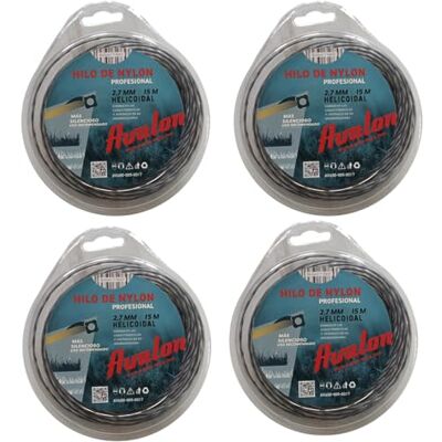 Avalon Pack 4 Hilos Reforzado de Nylon Universal para Desbrozadora y Cortacésped (2,7 mm x 15 m) Hilo de desbrozadora Reforzado DualPower para maleza Avalon Pack 4 Hilos Reforzado de Nylon Universal para Desbrozadora y Cortacésped (2,7 mm x 15 m) Hilo de desbrozadora Reforzado DualPower para maleza