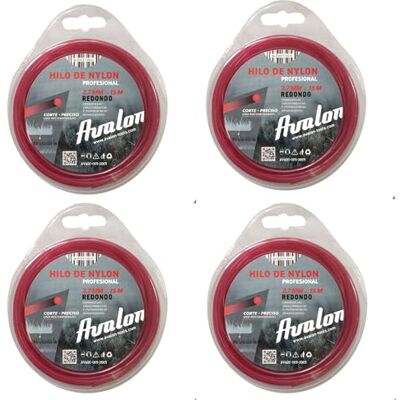 Avalon Pack 4 Hilos Redondo de Nylon Universal para Desbrozadora y Cortacésped (2,7 mm x 15 m) Alta Durabilidad y Rendimiento Óptimo en Las tareas de desbroce Avalon Pack 4 Hilos Redondo de Nylon Universal para Desbrozadora y Cortacésped (2,7 mm x 15 m) Alta Durabilidad y Rendimiento Óptimo en Las tareas de desbroce