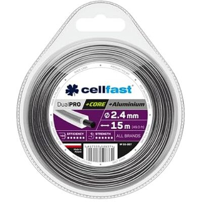 Cellfast Hilo de corte con núcleo Hilo para desbrozadora Aluminio molido Cuadrado 2,4 mm 15 m Dual PRO Cellfast Hilo de corte con núcleo Hilo para desbrozadora Aluminio molido Cuadrado 2,4 mm 15 m Dual PRO