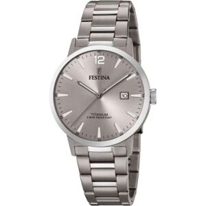Festina Reloj Hombre Analógico de Titanio Gris Movimiento de Cuarzo Calendario Cristal Mineral de Alta Resistencia Resistente al Agua 5 ATM Clásico Calendario Titanium Festina Reloj Hombre Analógico de Titanio Gris Movimiento de Cuarzo Calendario Cristal Mineral de Alta Resistencia Resistente al Agua 5 ATM Clásico Calendario Titanium