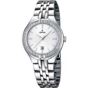 Festina Reloj Mujer Analógico de Acero Inoxidable 316l Plateado Movimiento de Cuarzo Cristal Mineral de Alta Resistencia Resistente al Agua 5 ATM Calendario Mademoiselle Festina Reloj Mujer Analógico de Acero Inoxidable 316l Plateado Movimiento de Cuarzo Cristal Mineral de Alta Resistencia Resistente al Agua 5 ATM Calendario Mademoiselle