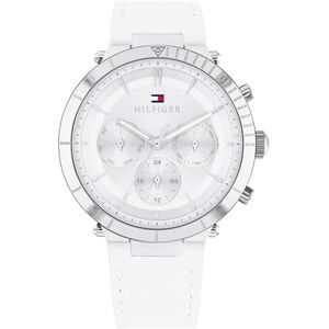 Tommy Hilfiger Reloj Analógico de Cuarzo Multifunción para Mujer con Correa de Cuero Blanca Tommy Hilfiger Reloj Analógico de Cuarzo Multifunción para Mujer con Correa de Cuero Blanca