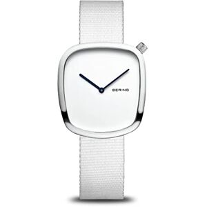 BERING Reloj de Cuarzo para Mujer con Caja de Acero Inoxidable Plateado de 30 mm y Esfera Blanca, Correa Estilo Militar, Cristal de Zafiro y Resistencia al Agua de 3 ATM BERING Reloj de Cuarzo para Mujer con Caja de Acero Inoxidable Plateado de 30 mm y Esfera Blanca, Correa Estilo Militar, Cristal de Zafiro y Resistencia al Agua de 3 ATM