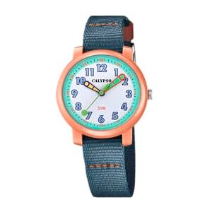 CALYPSO Reloj Analógico Hombre y Mujer Unisex de Nylon Azul Movimiento de Cuarzo Cristal de Alta Resistencia Resistente al Agua 5 ATM CALYPSO Reloj Analógico Hombre y Mujer Unisex de Nylon Azul Movimiento de Cuarzo Cristal de Alta Resistencia Resistente al Agua 5 ATM