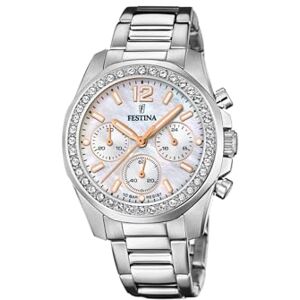 Festina Reloj Mujer Analógico de Acero Inoxidable 316l Plateado Movimiento de Cuarzo Cronógrafo Cristal Mineral de Alta Resistencia Resistente al Agua 10 ATM Boyfriend Collection Festina Reloj Mujer Analógico de Acero Inoxidable 316l Plateado Movimiento de Cuarzo Cronógrafo Cristal Mineral de Alta Resistencia Resistente al Agua 10 ATM Boyfriend Collection