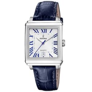 Festina Reloj Mujer Analógico de Cuero Azul Movimiento de Cuarzo Cristal Mineral de Alta Resistencia Resistente al Agua 5 ATM Elegante, Clásico y Vintage Calendario F20682/2 On The Square Festina Reloj Mujer Analógico de Cuero Azul Movimiento de Cuarzo Cristal Mineral de Alta Resistencia Resistente al Agua 5 ATM Elegante, Clásico y Vintage Calendario F20682/2 On The Square