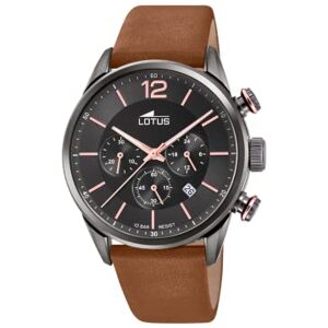 Lotus Reloj Hombre Analógico de Cuero Marrón Movimiento de Cuarzo Cronógrafo Calendario Cristal Mineral de Alta Resistencia Resistente al Agua 10 ATM Casual Chrono Lotus Reloj Hombre Analógico de Cuero Marrón Movimiento de Cuarzo Cronógrafo Calendario Cristal Mineral de Alta Resistencia Resistente al Agua 10 ATM Casual Chrono