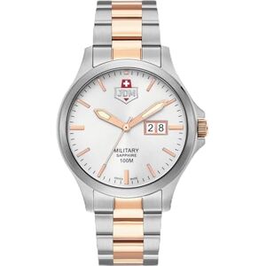 JDM Military Alpha Big Date Reloj de Pulsera para Hombre (Cuarzo, analógico, Acero Inoxidable, 41,5 mm, Correa de Acero Inoxidable, Plata/Oro Rosa, 10 Bares), Color de la Esfera JDM Military Alpha Big Date Reloj de Pulsera para Hombre (Cuarzo, analógico, Acero Inoxidable, 41,5 mm, Correa de Acero Inoxidable, Plata/Oro Rosa, 10 Bares), Color de la Esfera