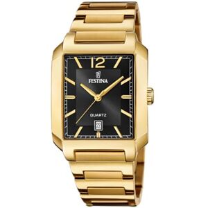 Festina Reloj Hombre Analógico de Acero Inoxidable 316l Dorado Movimiento de Cuarzo Calendario Cristal Mineral de Alta Resistencia Resistente al Agua 5 ATM On The Square Festina Reloj Hombre Analógico de Acero Inoxidable 316l Dorado Movimiento de Cuarzo Calendario Cristal Mineral de Alta Resistencia Resistente al Agua 5 ATM On The Square