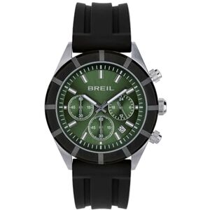 BREIL Reloj Men's B 12 H con Movimiento Mono-Color Green Chronograph Quartz y Correa DE Silicona Negra BREIL Reloj Men's B 12 H con Movimiento Mono-Color Green Chronograph Quartz y Correa DE Silicona Negra