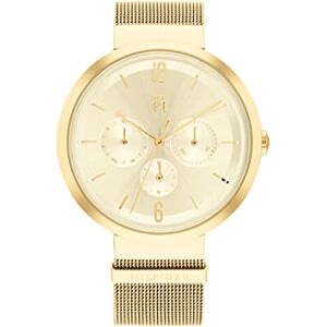 Tommy Hilfiger Reloj Analógico de Cuarzo Multifunción para Mujer con Correa de Malla de Acero Inoxidable de Color Dorado Tommy Hilfiger Reloj Analógico de Cuarzo Multifunción para Mujer con Correa de Malla de Acero Inoxidable de Color Dorado