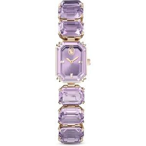 Swarovski Reloj Pulsera de Talla Octogonal, Acabado en Tono Oro Champán, Cierre Desplegable, Mecanismo en Cuarzo, Inspirado en la Colección Millenia, Morado Swarovski Reloj Pulsera de Talla Octogonal, Acabado en Tono Oro Champán, Cierre Desplegable, Mecanismo en Cuarzo, Inspirado en la Colección Millenia, Morado