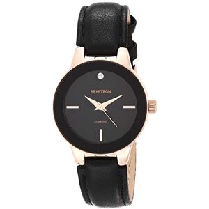 Armitron 75/5410 Reloj de Pulsera para Mujer con Correa de Cuero, Esfera con Diamante auténtico, Negro/Oro Rosa Armitron 75/5410 Reloj de Pulsera para Mujer con Correa de Cuero, Esfera con Diamante auténtico, Negro/Oro Rosa
