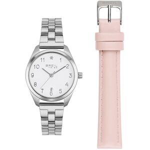 BREIL Reloj Mujer Time of Love ÚNICO Color Esfera Blanca Movimiento SÓLO Tiempo 3 Agujas DE Cuarzo y Pulsera/Correa DE Cuero, Acero Plata, Rosa EW0701 BREIL Reloj Mujer Time of Love ÚNICO Color Esfera Blanca Movimiento SÓLO Tiempo 3 Agujas DE Cuarzo y Pulsera/Correa DE Cuero, Acero Plata, Rosa EW0701