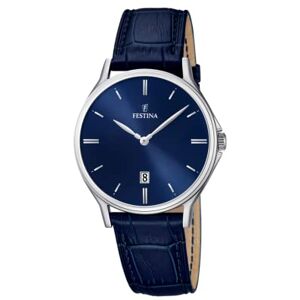 Festina Reloj Hombre Analógico de Cuero Azul Movimiento de Cuarzo Calendario Cristal Mineral de Alta Resistencia Resistente al Agua 5 ATM Elegante y Clásico Festina Reloj Hombre Analógico de Cuero Azul Movimiento de Cuarzo Calendario Cristal Mineral de Alta Resistencia Resistente al Agua 5 ATM Elegante y Clásico