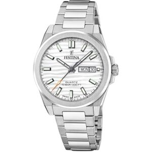 Festina Swiss Made Reloj Hombre Analógico de Acero Inoxidable 316l Plateado Movimiento de Cuarzo Calendario Cristal Zafiro Resistente Resistente al Agua 10 ATM Classic Steel Festina Swiss Made Reloj Hombre Analógico de Acero Inoxidable 316l Plateado Movimiento de Cuarzo Calendario Cristal Zafiro Resistente Resistente al Agua 10 ATM Classic Steel