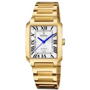 Festina Reloj Mujer Analógico de Acero Inoxidable 316l Dorado Movimiento de Cuarzo Cristal Mineral de Alta Resistencia Resistente al Agua 5 ATM Calendario F20680/1 On The Square Festina Reloj Mujer Analógico de Acero Inoxidable 316l Dorado Movimiento de Cuarzo Cristal Mineral de Alta Resistencia Resistente al Agua 5 ATM Calendario F20680/1 On The Square