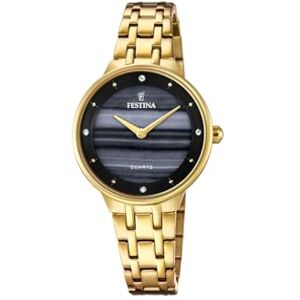 Festina Reloj Mujer Analógico de Acero Inoxidable 316l Dorado Movimiento de Cuarzo Cristal Mineral de Alta Resistencia Resistente al Agua 5 ATM Mademoiselle Festina Reloj Mujer Analógico de Acero Inoxidable 316l Dorado Movimiento de Cuarzo Cristal Mineral de Alta Resistencia Resistente al Agua 5 ATM Mademoiselle
