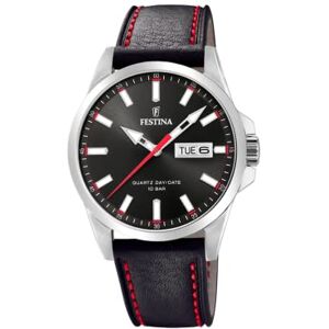 Festina Reloj Hombre Analógico de Cuero Negro Movimiento de Cuarzo Calendario Cristal Mineral de Alta Resistencia Resistente al Agua 10 ATM Elegante Festina Reloj Hombre Analógico de Cuero Negro Movimiento de Cuarzo Calendario Cristal Mineral de Alta Resistencia Resistente al Agua 10 ATM Elegante