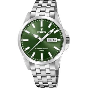 Festina Reloj Hombre Analógico de Acero Inoxidable 316l Plateado Movimiento de Cuarzo Calendario Cristal Mineral de Alta Resistencia Resistente al Agua 10 ATM Festina Reloj Hombre Analógico de Acero Inoxidable 316l Plateado Movimiento de Cuarzo Calendario Cristal Mineral de Alta Resistencia Resistente al Agua 10 ATM
