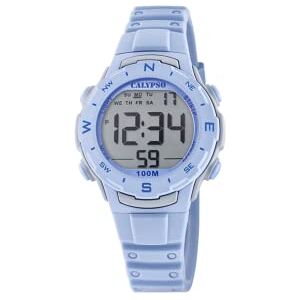 CALYPSO Reloj Modelo de la colección Digital Crush, Caja de 35 mm Digital con Correa de plástico Azul Claro para cadete CALYPSO Reloj Modelo de la colección Digital Crush, Caja de 35 mm Digital con Correa de plástico Azul Claro para cadete