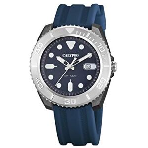 CALYPSO Reloj Hombre Analógico de Caucho Azul Movimiento de Cuarzo Calendario Resistente al Agua 10 ATM Relojes Hombre Special Prices CALYPSO Reloj Hombre Analógico de Caucho Azul Movimiento de Cuarzo Calendario Resistente al Agua 10 ATM Relojes Hombre Special Prices