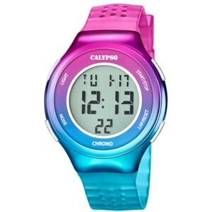 CALYPSO Reloj Digital Hombre y Mujer Unisex de Caucho Rosa Cristal de Alta Resistencia Fecha y Calendario, Cronógrafo, Doble Horario, Luz, Alarma, 12 y 24 Horas Color Splash CALYPSO Reloj Digital Hombre y Mujer Unisex de Caucho Rosa Cristal de Alta Resistencia Fecha y Calendario, Cronógrafo, Doble Horario, Luz, Alarma, 12 y 24 Horas Color Splash