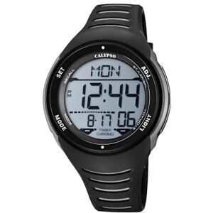 CALYPSO Reloj Digital Hombre de Caucho Negro Resistente al Agua 10 ATM Fecha y Calendario, Cronógrafo, Doble Horario, Luz, Alarma, 12 y 24 Horas Flash Time CALYPSO Reloj Digital Hombre de Caucho Negro Resistente al Agua 10 ATM Fecha y Calendario, Cronógrafo, Doble Horario, Luz, Alarma, 12 y 24 Horas Flash Time