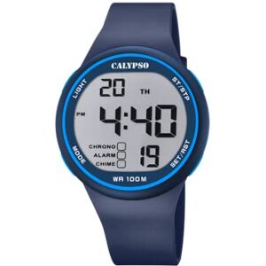 CALYPSO Reloj Digital Hombre de Caucho Azul Resistente al Agua 10 ATM Fecha y Calendario, Cronógrafo, Doble Horario, Luz, Alarma, 12 y 24 Horas Flash Time CALYPSO Reloj Digital Hombre de Caucho Azul Resistente al Agua 10 ATM Fecha y Calendario, Cronógrafo, Doble Horario, Luz, Alarma, 12 y 24 Horas Flash Time