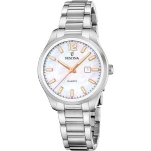 Festina Reloj Mujer Analógico de Acero Inoxidable 316l Plateado Movimiento de Cuarzo Cristal Mineral de Alta Resistencia Resistente al Agua 5 ATM Calendario F20737/6 Festina Reloj Mujer Analógico de Acero Inoxidable 316l Plateado Movimiento de Cuarzo Cristal Mineral de Alta Resistencia Resistente al Agua 5 ATM Calendario F20737/6