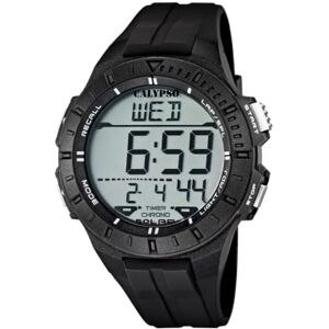 CALYPSO Reloj Digital Hombre de Caucho Negro Reloj Deportivo Hombre Resistente al Agua 10 ATM Fecha y Calendario, Cronógrafo, Doble Horario, Luz, Alarma, 12 y 24 Horas Color Splash CALYPSO Reloj Digital Hombre de Caucho Negro Reloj Deportivo Hombre Resistente al Agua 10 ATM Fecha y Calendario, Cronógrafo, Doble Horario, Luz, Alarma, 12 y 24 Horas Color Splash