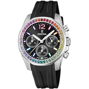 Festina Reloj Mujer Analógico de Caucho Negro Movimiento de Cuarzo Cronógrafo Cristal Mineral de Alta Resistencia Resistente al Agua 10 ATM Boyfriend Collection Festina Reloj Mujer Analógico de Caucho Negro Movimiento de Cuarzo Cronógrafo Cristal Mineral de Alta Resistencia Resistente al Agua 10 ATM Boyfriend Collection