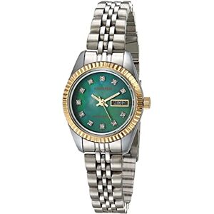 Armitron Reloj de Pulsera con función de día/Fecha con Detalles de Cristal Genuino para Mujer, 75/2475, Plata/Verde Armitron Reloj de Pulsera con función de día/Fecha con Detalles de Cristal Genuino para Mujer, 75/2475, Plata/Verde