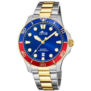 Lotus Reloj Modelo de la colección Excellent, Caja de 44,5 mm Azul con Correa de Acero Bicolor para Caballero Lotus Reloj Modelo de la colección Excellent, Caja de 44,5 mm Azul con Correa de Acero Bicolor para Caballero