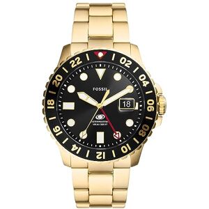 Fossil Reloj para hombre Azul GMT movimiento 46mm caja con correa de acero , Tono Oro Fossil Reloj para hombre Azul GMT movimiento 46mm caja con correa de acero , Tono Oro