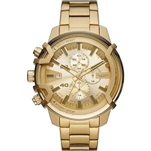 Diesel Reloj Griffed para hombre, Movimiento cronógrafo de cuarzo con correa de acero inoxidable, Tono Oro, 48 mm Diesel Reloj Griffed para hombre, Movimiento cronógrafo de cuarzo con correa de acero inoxidable, Tono Oro, 48 mm