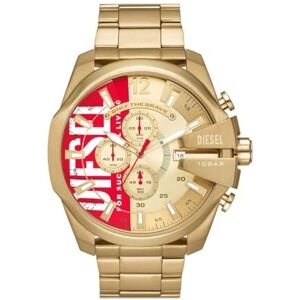 Diesel Reloj Mega Chief para Hombre, Movimiento cronógrafo con Correa de Acero Inoxidable, Tono Dorado y Rojo, 51 mm Diesel Reloj Mega Chief para Hombre, Movimiento cronógrafo con Correa de Acero Inoxidable, Tono Dorado y Rojo, 51 mm