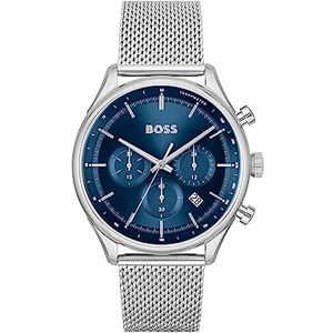 Boss Reloj Cronógrafo de Cuarzo para Hombre Colección Gregor con Correa de Malla de Acero Inoxidable Plateada Boss Reloj Cronógrafo de Cuarzo para Hombre Colección Gregor con Correa de Malla de Acero Inoxidable Plateada