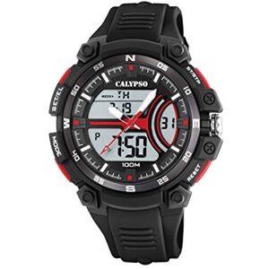 CALYPSO Reloj Digital Hombre Analógico de Caucho Negro Cuarzo Resistente al Agua 10 ATM Fecha y Calendario, Cronógrafo, Doble Horario, Luz, Alarma Special Prices CALYPSO Reloj Digital Hombre Analógico de Caucho Negro Cuarzo Resistente al Agua 10 ATM Fecha y Calendario, Cronógrafo, Doble Horario, Luz, Alarma Special Prices