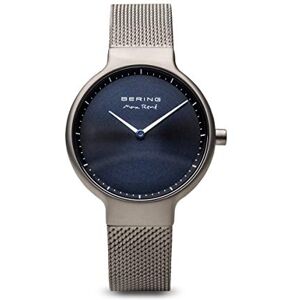 BERING Reloj de cuarzo para mujer con caja de acero inoxidable de 31 mm con acabado en gris y esfera azul, correa milanesa, cristal de zafiro y resistencia al agua de 5 ATM BERING Reloj de cuarzo para mujer con caja de acero inoxidable de 31 mm con acabado en gris y esfera azul, correa milanesa, cristal de zafiro y resistencia al agua de 5 ATM
