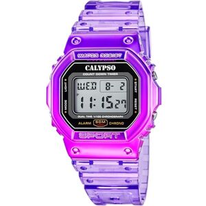 CALYPSO Reloj Digital Hombre y Mujer Unisex de Caucho Morado Resistente al Agua 5 ATM Fecha y Calendario, Cronógrafo, Doble Horario, Luz, Alarma, 12 y 24 Horas K5874/2 Color Splash CALYPSO Reloj Digital Hombre y Mujer Unisex de Caucho Morado Resistente al Agua 5 ATM Fecha y Calendario, Cronógrafo, Doble Horario, Luz, Alarma, 12 y 24 Horas K5874/2 Color Splash